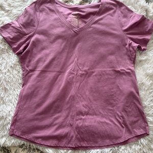 Faded Glory 2X Lilac Rose V-Neck Short Sleeve Tee Plus Size Top
